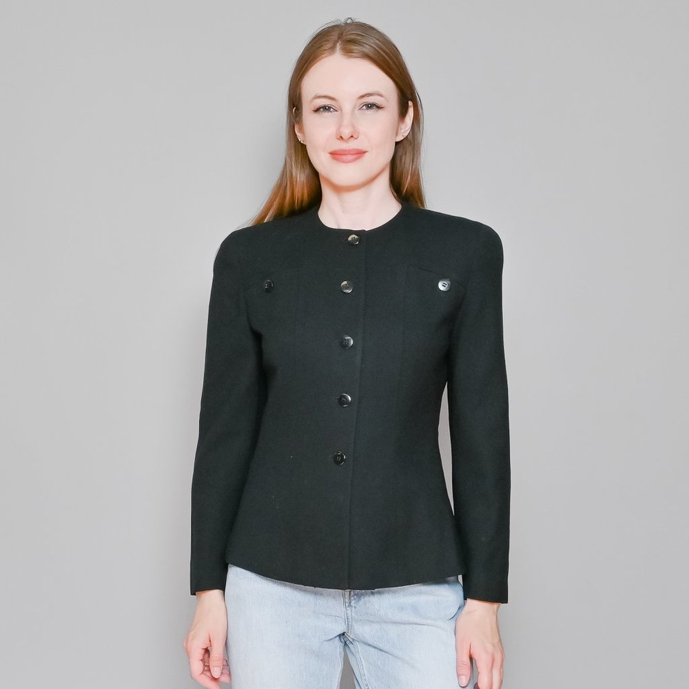 CHRISTIAN DIOR Vintage Black Wool Petite Jacket